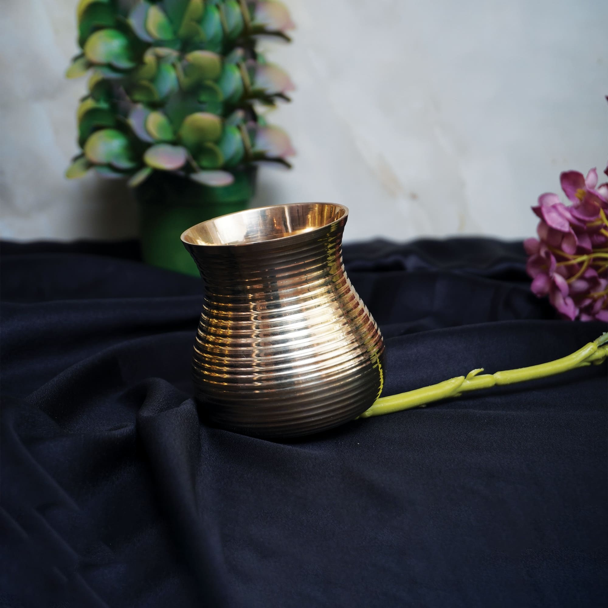 Elegant Brass Matki-Shaped Glasses: Style, Health, and Functionality-300ML