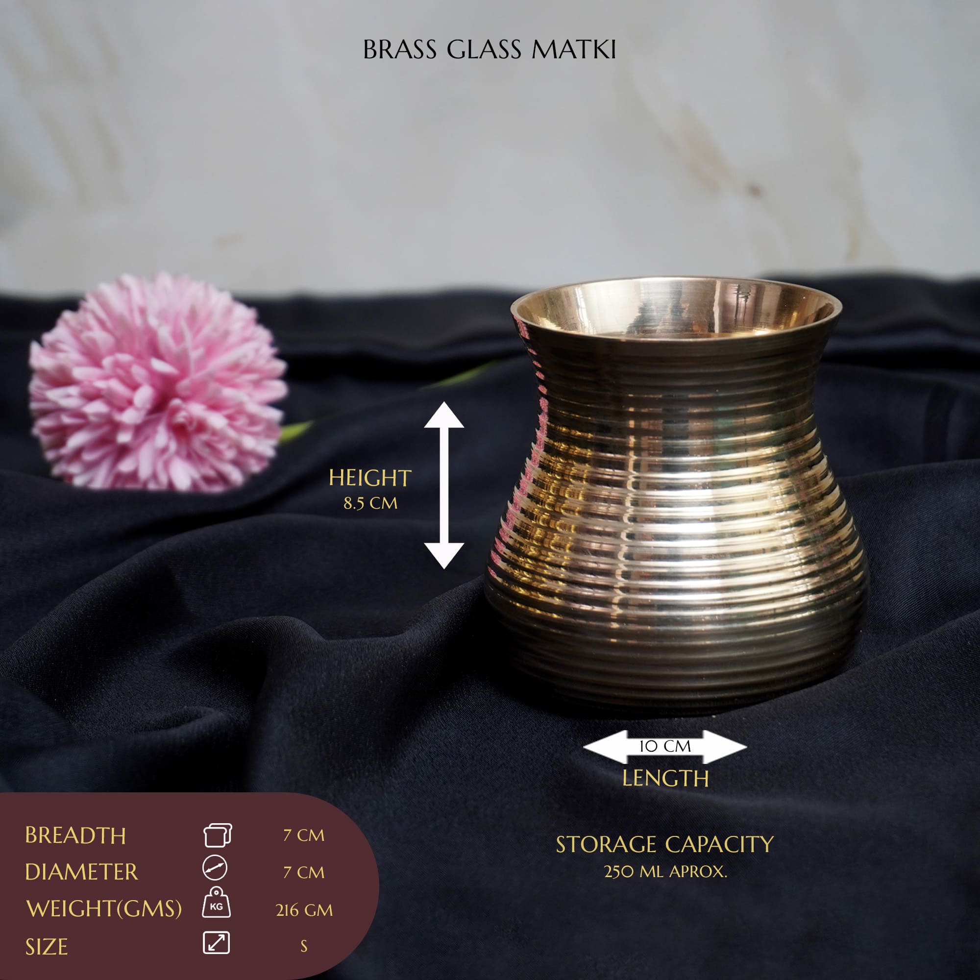 Elegant Brass Matki-Shaped Glasses: Style, Health, and Functionality-300ML