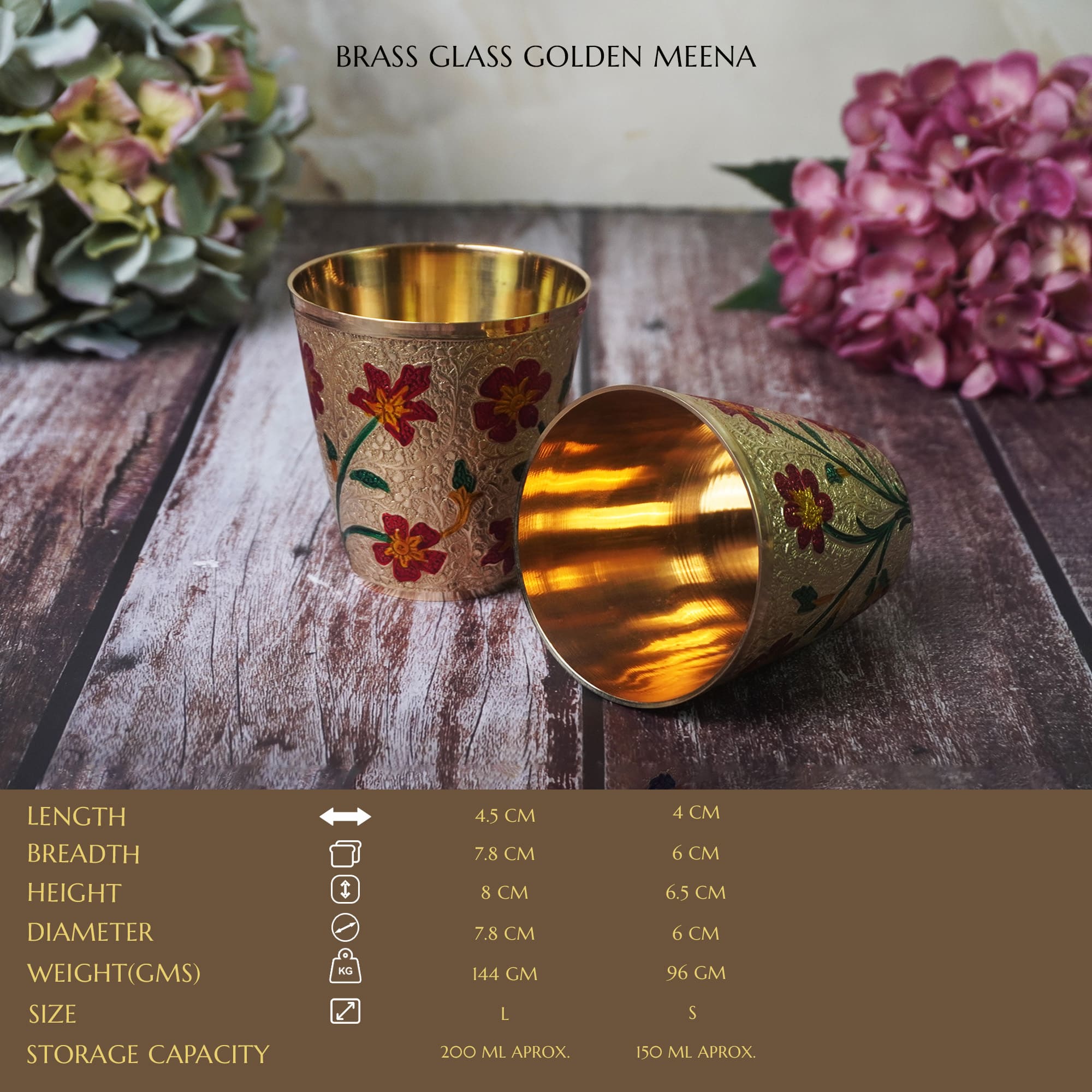 Maanvii Brass Meena Colored Handplanted Glass: Elegance and Tradition Redefined