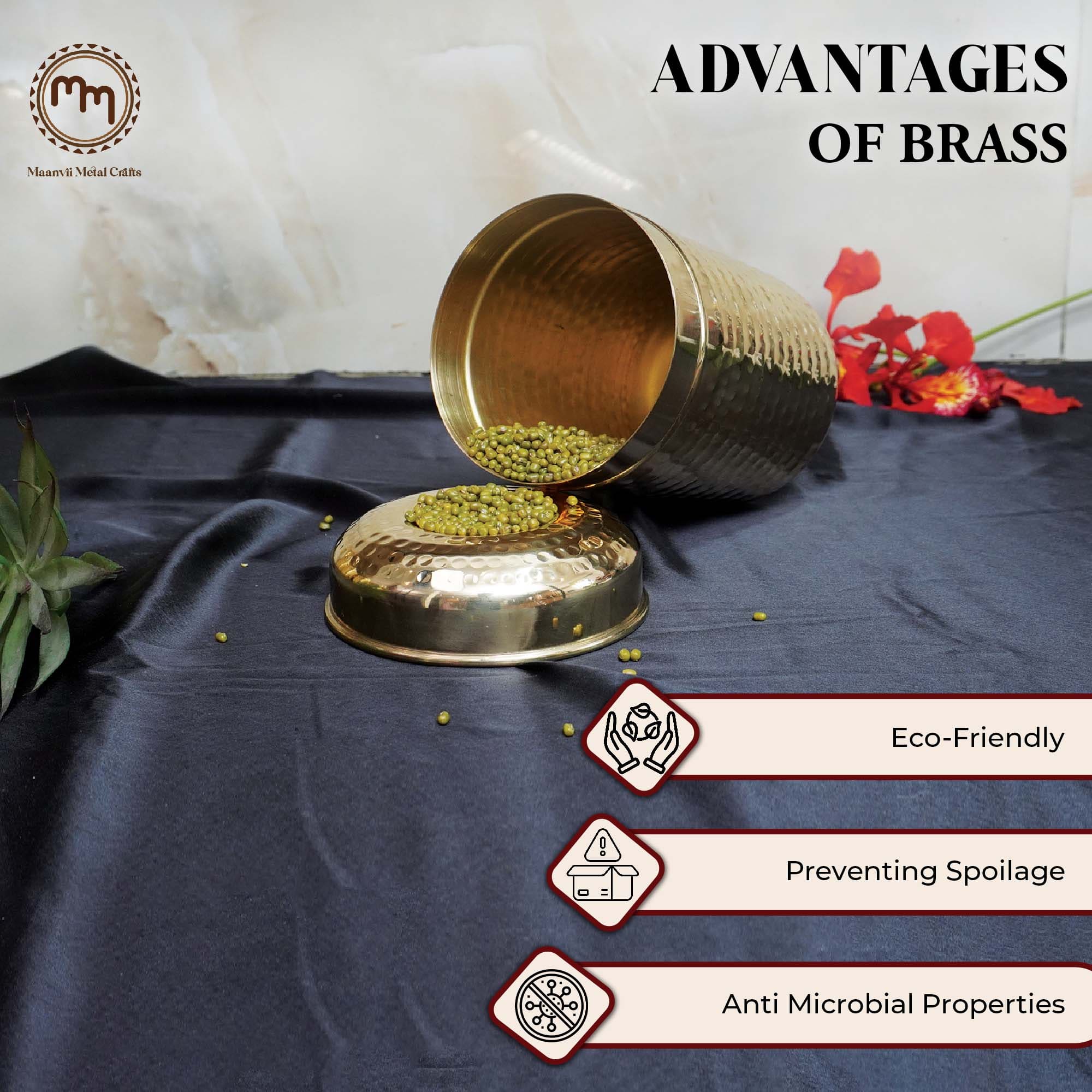 Maanvii Hammered Brass Dabba Set â€“ 5-Piece Kitchen Container Collection